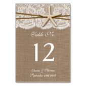 Die rustikale Hochzeitskollektion am Strand von St Tischnummer (Rückseite)