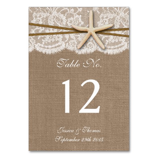 Die rustikale Hochzeitskollektion am Strand von St Tischnummer (Vorderseite)