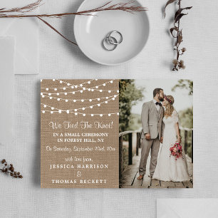 Die rustikale Hochzeitskollektion der Burlap-Licht Ankündigung