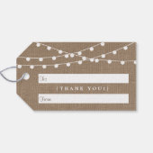 Die rustikale Hochzeitskollektion der Burlap-Licht Geschenkanhänger (Rückseite Horizontal)