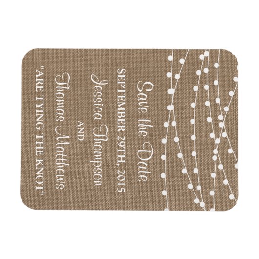 Die rustikale Hochzeitskollektion der Burlap-Licht Magnet (Horizontal)