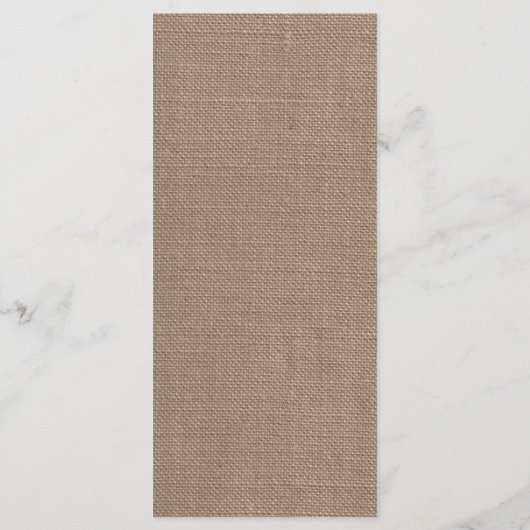 Die rustikale Hochzeitskollektion der Burlap-Licht Menükarte (Rückseite)