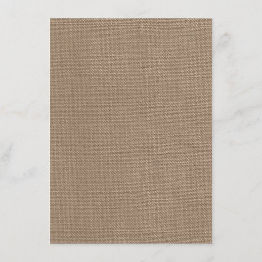 Die rustikale Hochzeitskollektion der Burlap-Licht Menükarte (Rückseite)