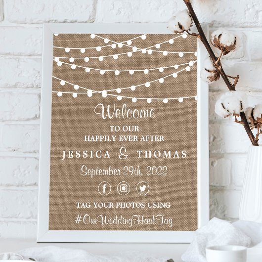 Die rustikale Hochzeitskollektion der Burlap-Licht Poster