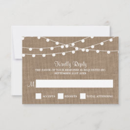 Die rustikale Hochzeitskollektion der Burlap-Licht RSVP Karte