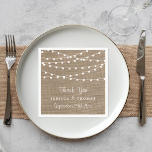 Die rustikale Hochzeitskollektion der Burlap-Licht Serviette