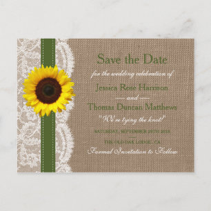 Die rustikale Hochzeitskollektion der Sonnenblumen Ankündigungspostkarte