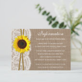 Die rustikale Hochzeitskollektion der Sonnenblumen Begleitkarte (Stehend Vorderseite)