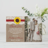 Die rustikale Hochzeitskollektion der Sonnenblumen Dankeskarte (Stehend Vorderseite)