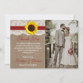 Die rustikale Hochzeitskollektion der Sonnenblumen Dankeskarte