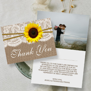 Die rustikale Hochzeitskollektion der Sonnenblumen Dankeskarte