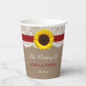 Die rustikale Hochzeitskollektion der Sonnenblumen Pappbecher (Rückseite)