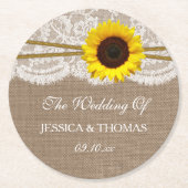 Die rustikale Hochzeitskollektion der Sonnenblumen Runder Pappuntersetzer (Vorderseite)