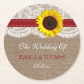 Die rustikale Hochzeitskollektion der Sonnenblumen Runder Pappuntersetzer (Vorderseite)