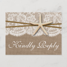 Die rustikale Hochzeitskollektion der Starfish Einladungspostkarte