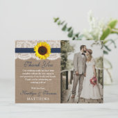 Die rustikale Hochzeitskollektion für Sonnenblumen Dankeskarte (Stehend Vorderseite)