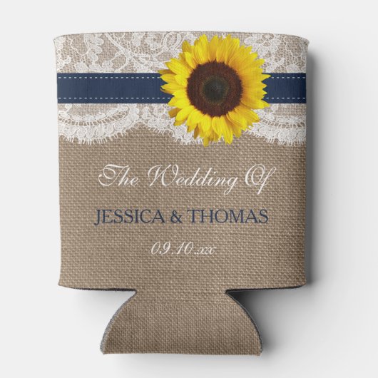 Die rustikale Hochzeitskollektion für Sonnenblumen Dosenkühler (Rückseite)