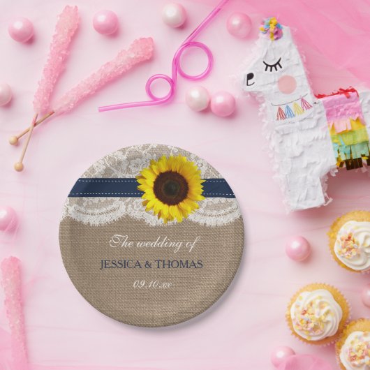 Die rustikale Hochzeitskollektion für Sonnenblumen Pappteller (Party)