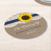 Die rustikale Hochzeitskollektion für Sonnenblumen Runder Pappuntersetzer (Angewinkelt)