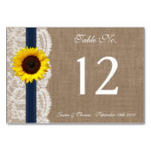 Die rustikale Hochzeitskollektion für Sonnenblumen Tischnummer (Vorderseite)