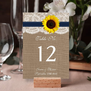 Die rustikale Hochzeitskollektion für Sonnenblumen Tischnummer