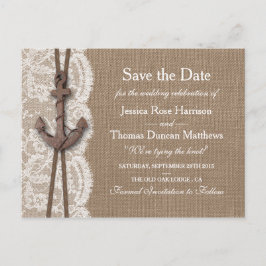 Die rustikale Hochzeitskollektion mit dem Anker Ankündigungspostkarte