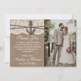 Die rustikale Hochzeitskollektion mit dem Anker Dankeskarte