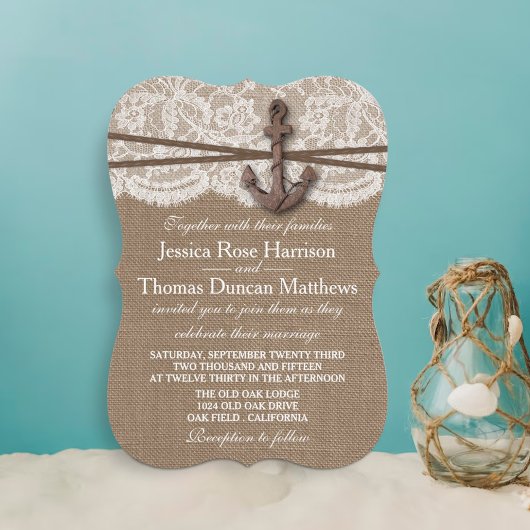 Die rustikale Hochzeitskollektion mit dem Anker Einladung