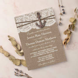 Die rustikale Hochzeitskollektion mit dem Anker Einladung