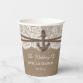 Die rustikale Hochzeitskollektion mit dem Anker Pappbecher (Vorderseite)