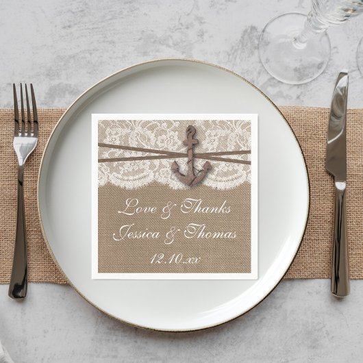 Die rustikale Hochzeitskollektion mit dem Anker Serviette