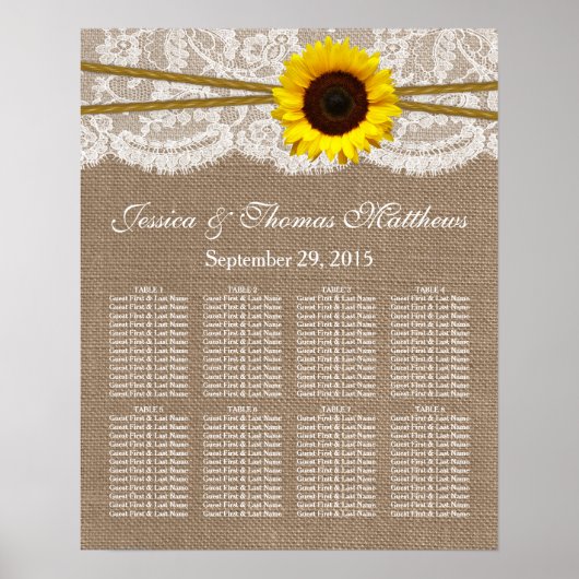 Die rustikale Hochzeitskollektion mit Sonnenblumen Poster (Vorne)