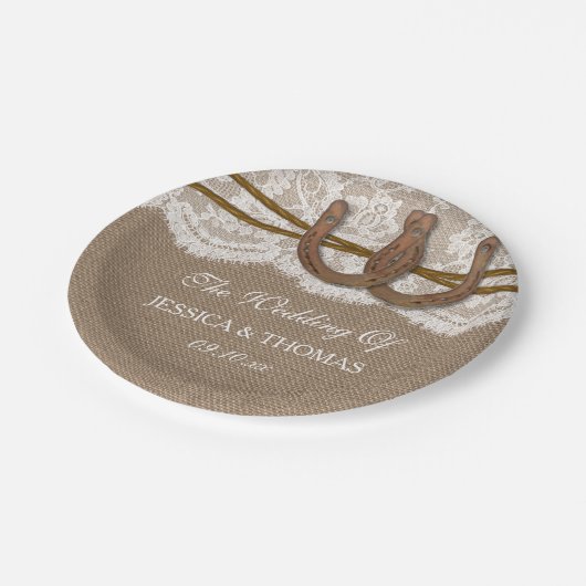 Die rustikale Hochzeitskollektion Pappteller (Schrägansicht)