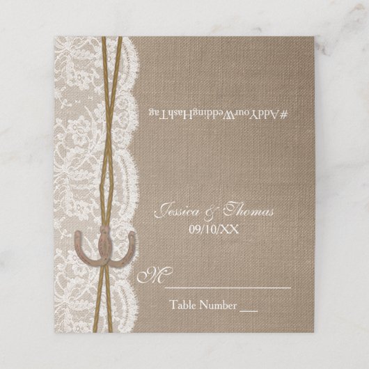 Die rustikale Hochzeitskollektion Platzkarte (Außenseite Aufgefaltet)