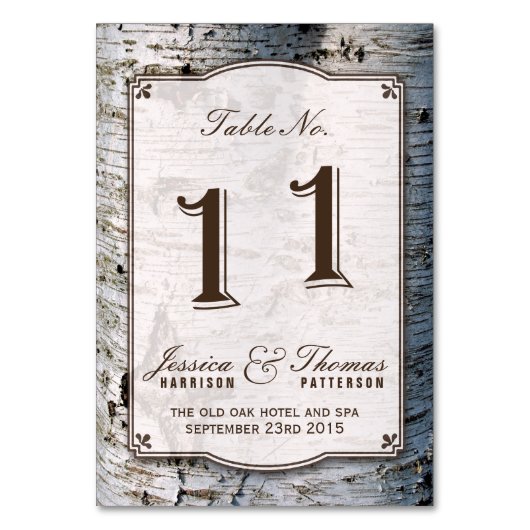 Die rustikale Hochzeitskollektion Silberbaum 11 Tischnummer (Rückseite)