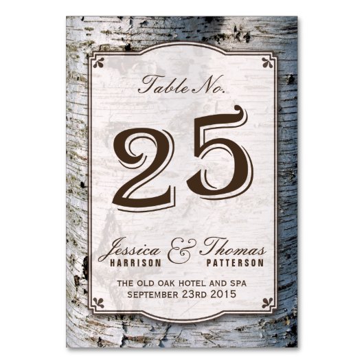 Die rustikale Hochzeitskollektion Silberbaum 25 Tischnummer (Vorderseite)