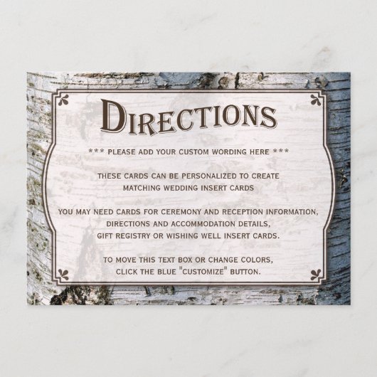 Die rustikale Hochzeitskollektion Silberbaum Begleitkarte (Vorderseite)