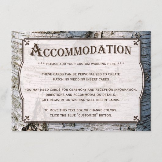 Die rustikale Hochzeitskollektion Silberbaum Begleitkarte (Vorderseite)