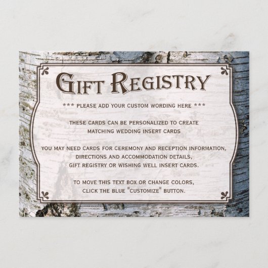 Die rustikale Hochzeitskollektion Silberbaum Begleitkarte (Vorderseite)