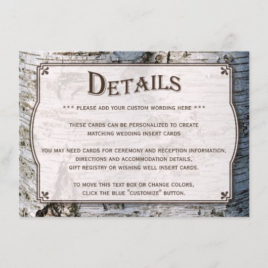 Die rustikale Hochzeitskollektion Silberbaum Begleitkarte (Vorderseite)