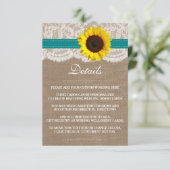 Die rustikale Hochzeitssammlung für Sonnenblumen - Begleitkarte (Stehend Vorderseite)