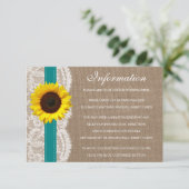 Die rustikale Hochzeitssammlung für Sonnenblumen - Begleitkarte (Stehend Vorderseite)