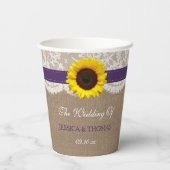 Die rustikale Hochzeitssammlung für Sonnenblumen - Pappbecher (Rückseite)