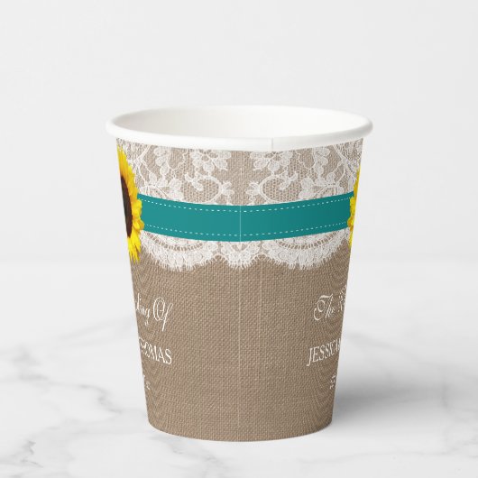 Die rustikale Hochzeitssammlung für Sonnenblumen - Pappbecher (Rechts)