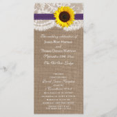 Die rustikale Hochzeitssammlung für Sonnenblumen - Programm (Vorderseite)