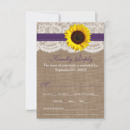 Die rustikale Hochzeitssammlung für Sonnenblumen - RSVP Karte