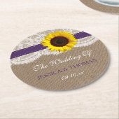 Die rustikale Hochzeitssammlung für Sonnenblumen - Runder Pappuntersetzer (Angewinkelt)