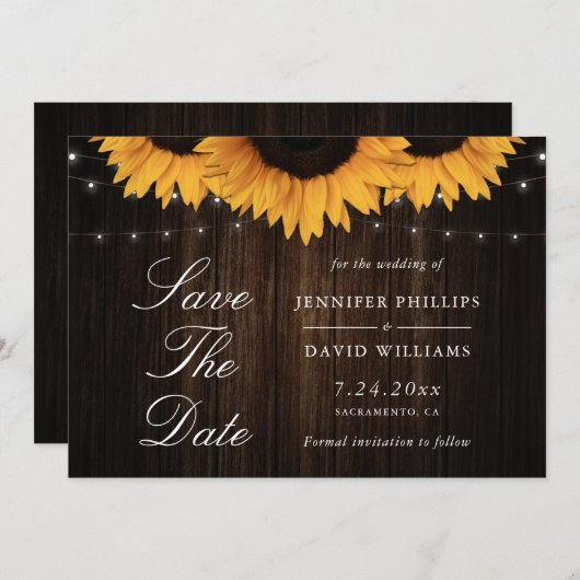 Die rustikale Holzblume speichert die Datumskarten Save The Date (Vorne/Hinten)