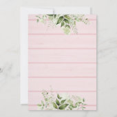 Die rustikale Holzdusche ist eine grüne Girl Green Einladung (Rückseite)