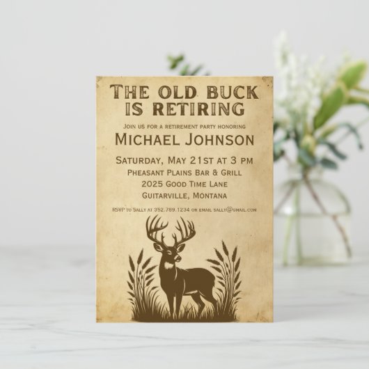 Die Rustikale Jagd auf den alten Buck erstickt Einladung (Stehend Vorderseite)